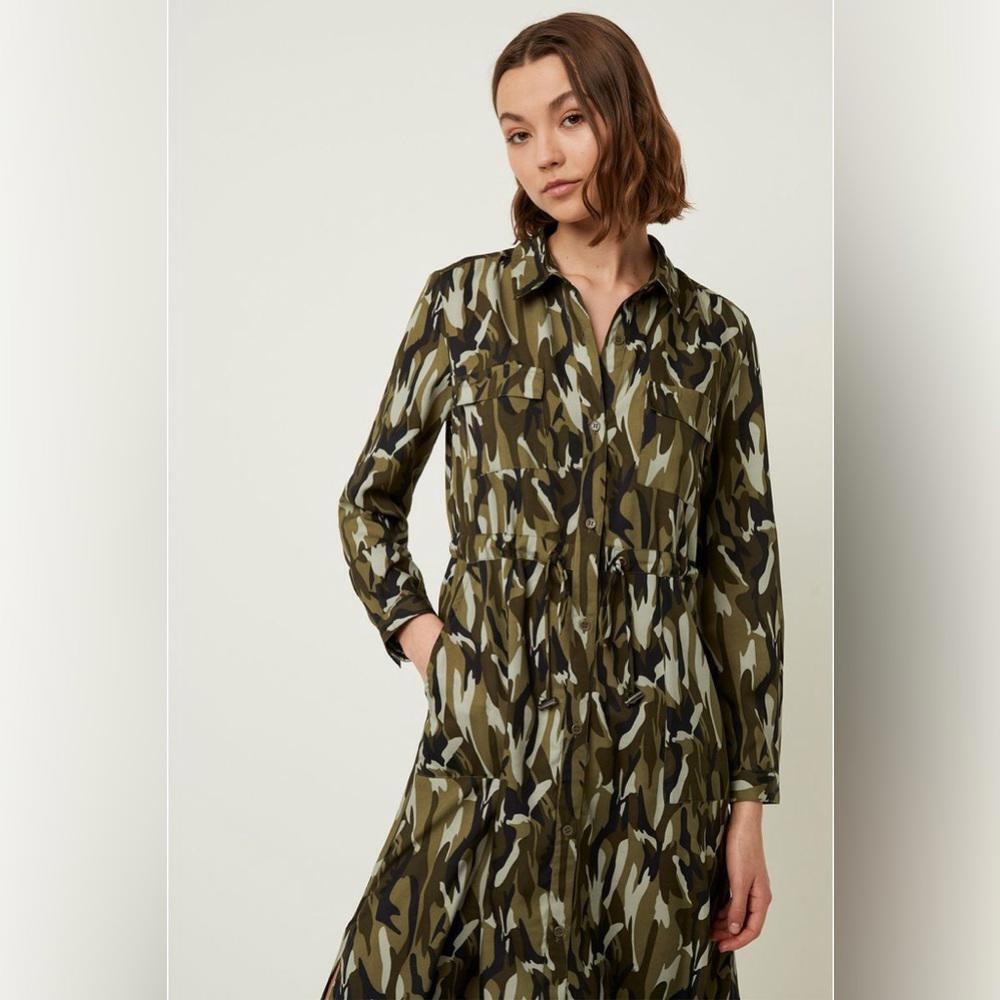 FRENCH CONNECTION animal print Long Sleeve Midi Shirt Dress - Picture 4 of 7